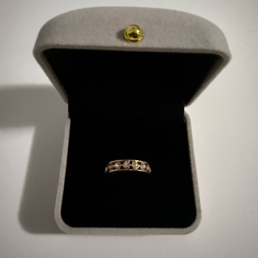 Rose Gold Eternity Ring with Clear Accents Fantasy Jewelry